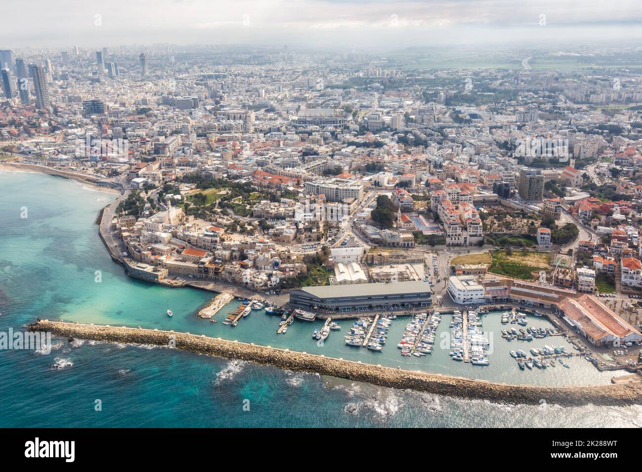 Tel Aviv Jaffa Yafo città vecchia panoramica città Israele vista aerea foto mare Foto Stock