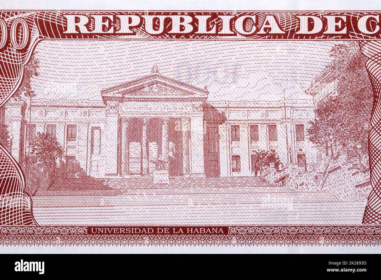 Università di l'Avana da denaro cubano Foto Stock