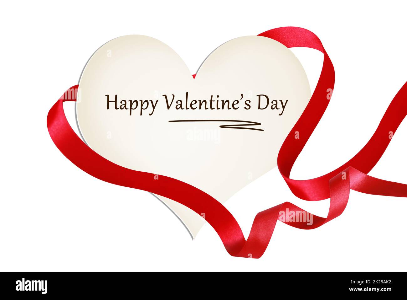 Buon San Valentino. Elegante nastro a forma di cuore. Simbolo dell'amore. Foto Stock