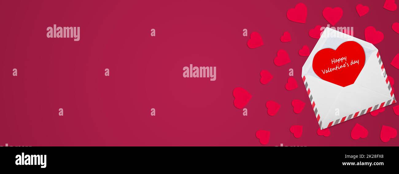 Concetto di San Valentino. Decorazione per le vacanze. Cuore e lettera d'amore. Foto Stock