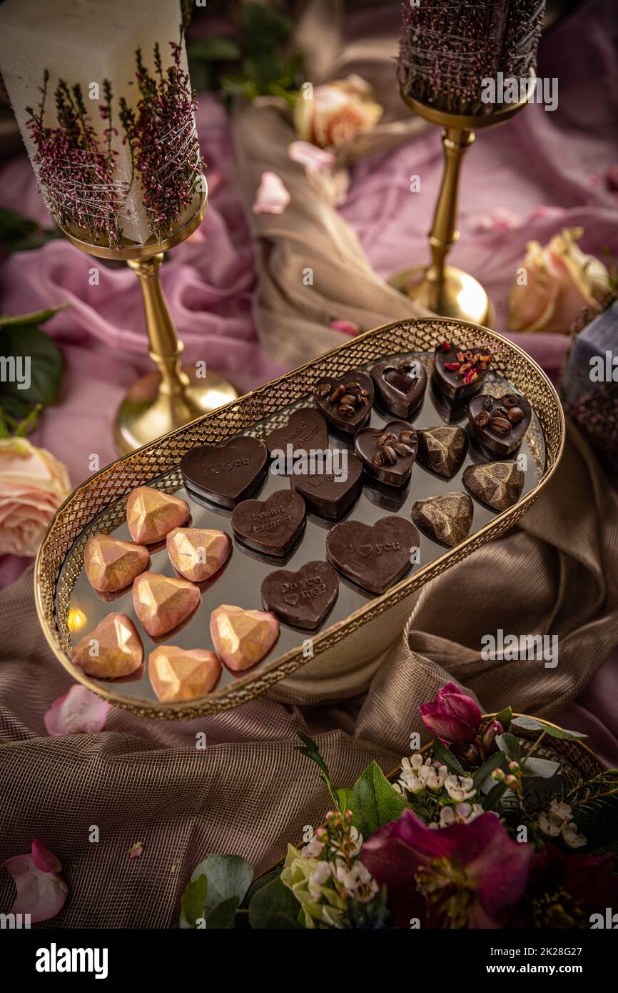 Varie praline di cioccolato Foto Stock