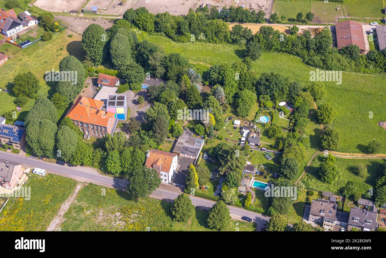 Veduta aerea, Hermannschule Schulstraße, Zweckel, Gladbeck, Ruhr, Renania settentrionale-Vestfalia, Germania, Istruzione, Istituto educativo, DE, Europa, Foto Stock