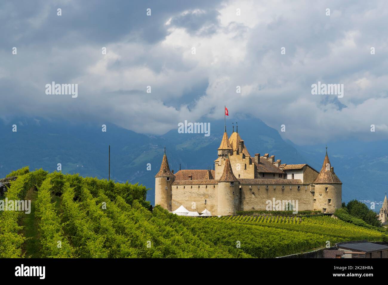 Castello Chateau d'Aigle nel Canton Vaud, Svizzera Foto Stock