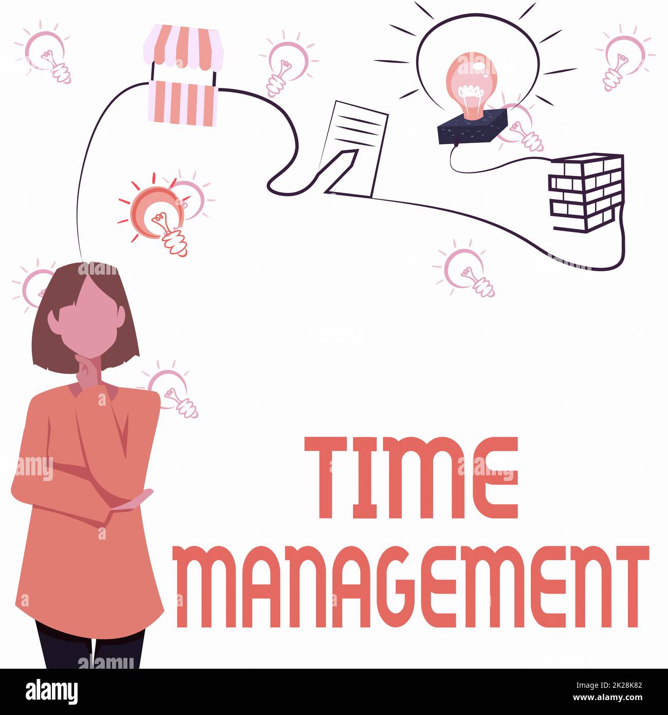 Gestione temporale dei sottotitoli concettuali. Panoramica aziendale programma pianificato per l'efficienza lavorativa scadenze per l'incontro Donna pensiero innovativo idee leader verso un futuro stabile. Foto Stock