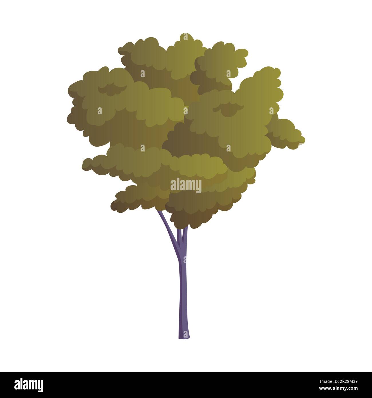 Cespuglio verdeggiante realistico isolato su sfondo bianco - Vector Foto Stock