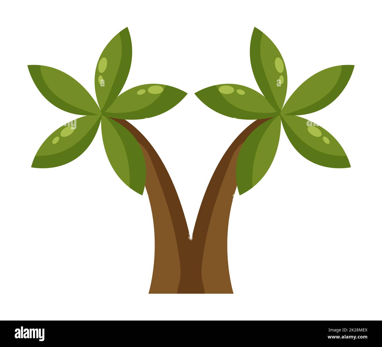 Albero di palma verde astratto isolato su sfondo bianco - Vector Foto Stock