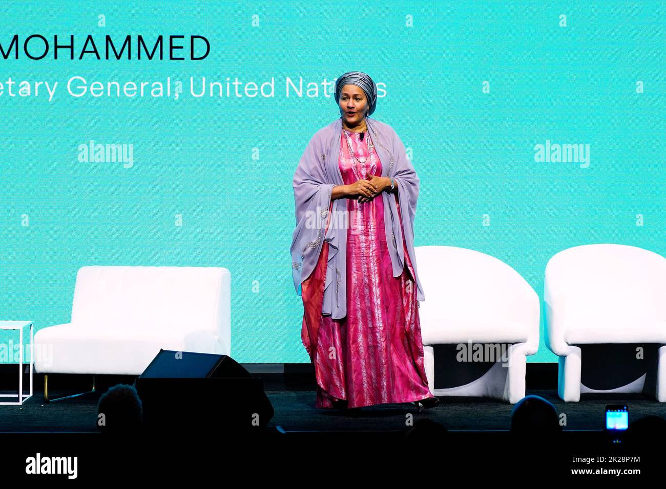 09/19/2022 New York, New York il Vice Segretario Generale delle Nazioni Unite Amina J. Mohammed interviene all'inarrestabile Conferenza sull'Africa, tenutasi a Cipriani 42nd Street a New York City, lunedì 19 settembre 2022. Foto di Jennifer Graylock-Graylock.com 917-519-7666 Foto Stock