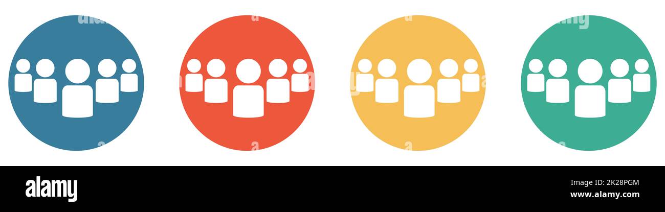 Banner colorato con 4 pulsanti: Gruppo di 5 persone Foto Stock