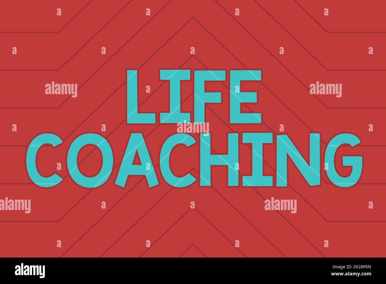 Segno di testo che mostra Life Coaching. Parola scritta su incoraggiamento e consultazione basata sulla linea di condizione attuale sfondi illustrati con varie forme e colori. Foto Stock
