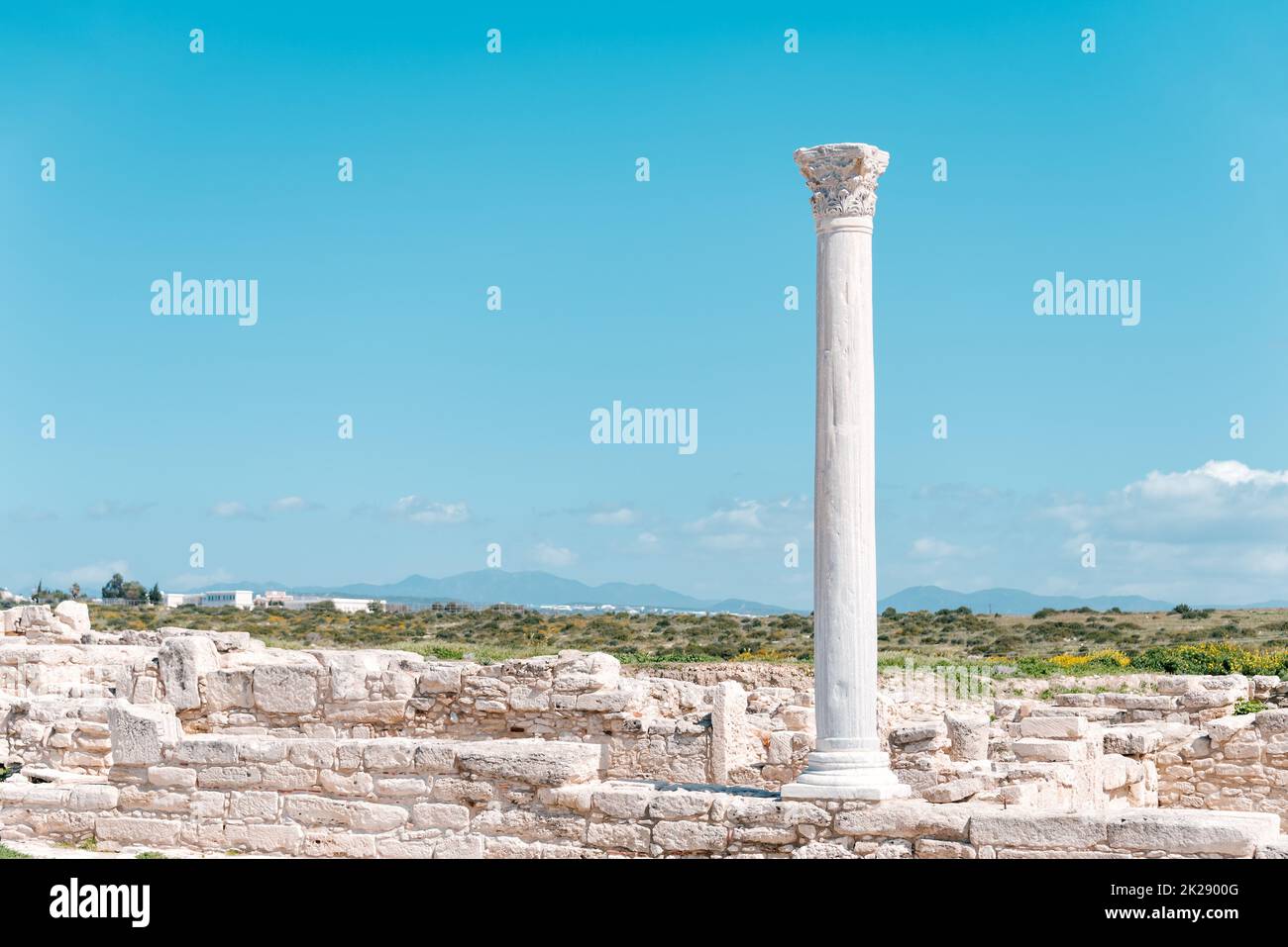 Colonna antica al sito archeologico di Kourion. Distretto di Limassol, Cipro Foto Stock