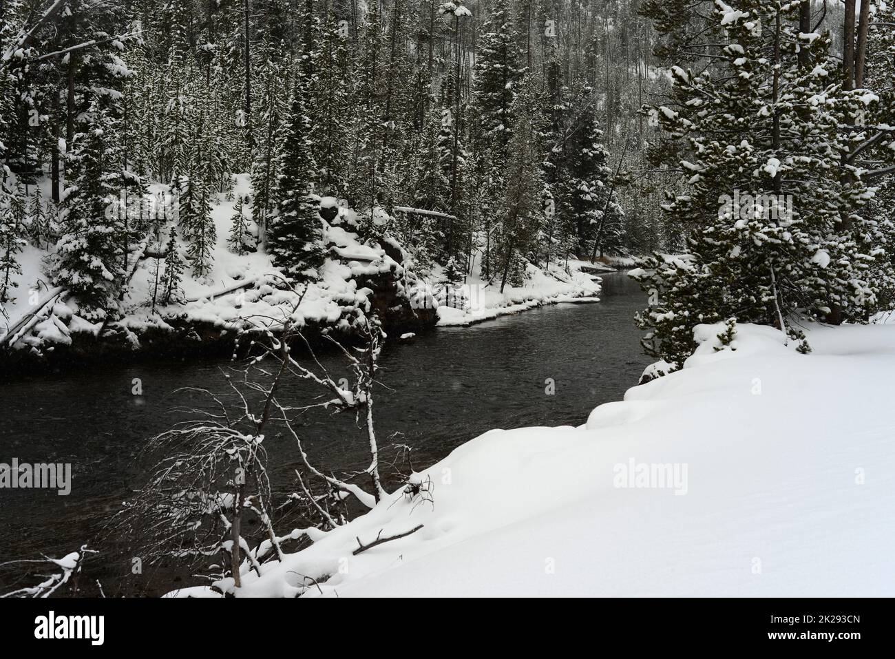 Yellowstone neve d'inverno Madison River Foto Stock