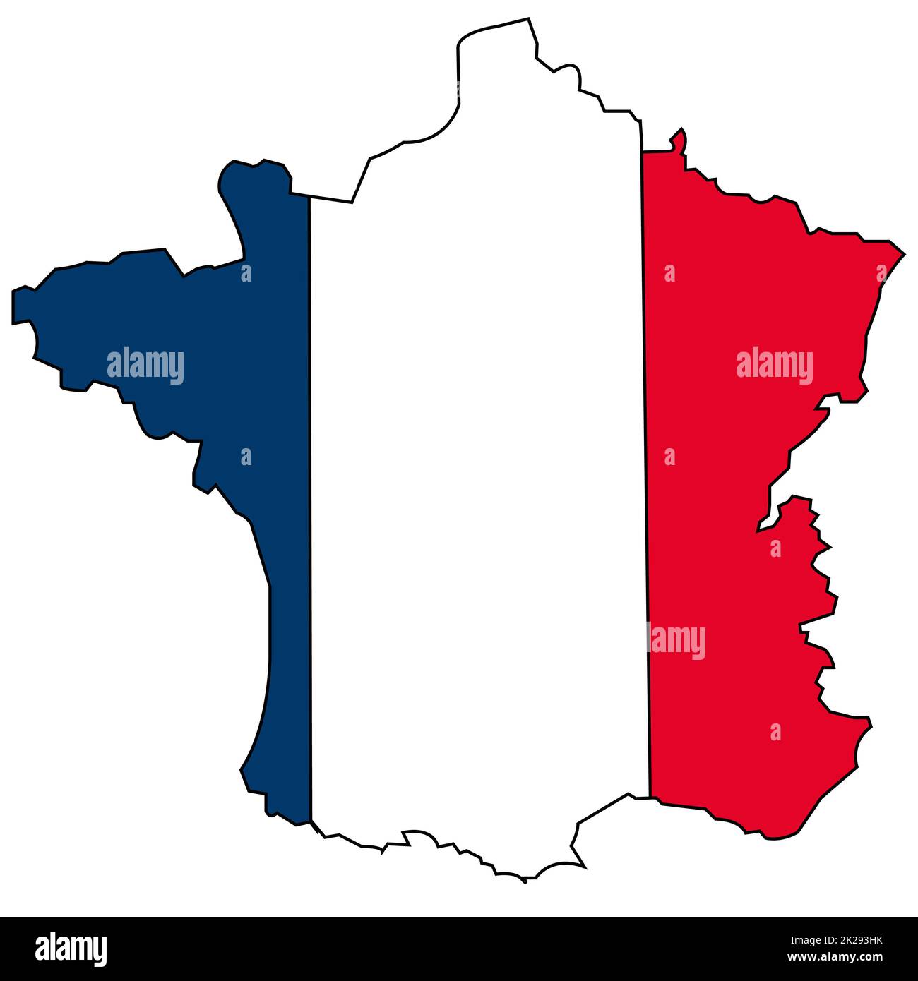 Carta stato europeo Francia a colori della bandiera nazionale Foto Stock