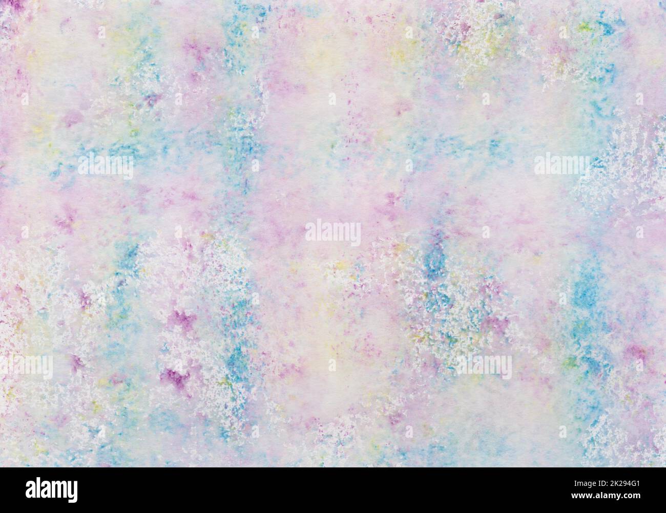 Pittura ad acquerello in blu, viola e giallo che aveva dipinto con un rullo in poliestere Foto Stock