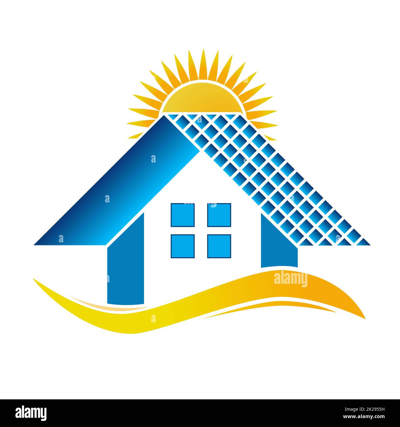 Pannello solare logo template - risparmiare energia, energia verde ed elettricità naturale, batteria solare - ecologia concetto di energia verde rinnovabile Foto Stock