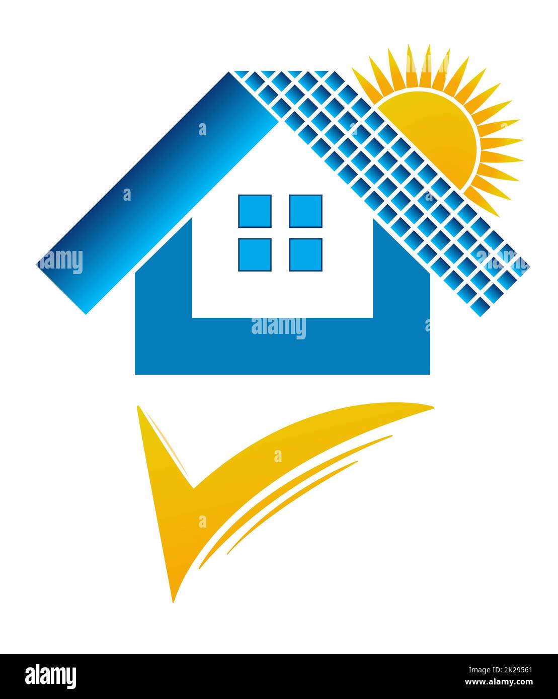 Pannello solare logo template - risparmiare energia, energia verde ed elettricità naturale, batteria solare - ecologia concetto di energia verde rinnovabile Foto Stock