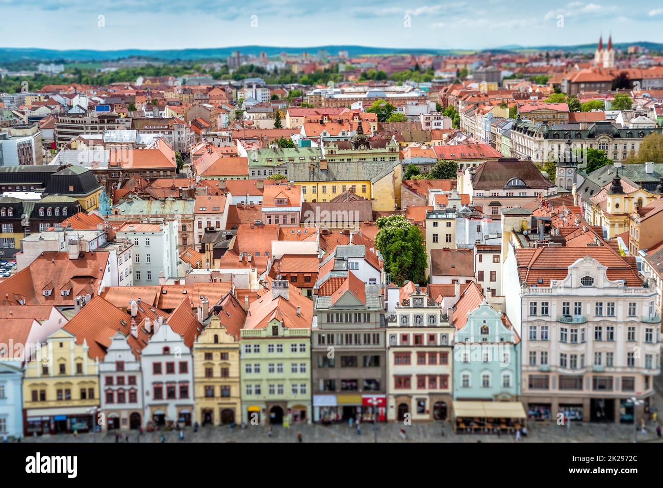 Edifici di Piazza della Repubblica. Pilsen (Plzen, Repubblica Ceca Foto Stock