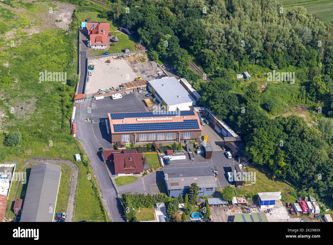 Luftbild der Firma Korte , Östingstraße, Hamm, Ruhrgebiet, , Nordrhein-Westfalen, Deutschland, Europa, Luftbild, vista dall'alto, Luftaufnahme, Luftbi Foto Stock