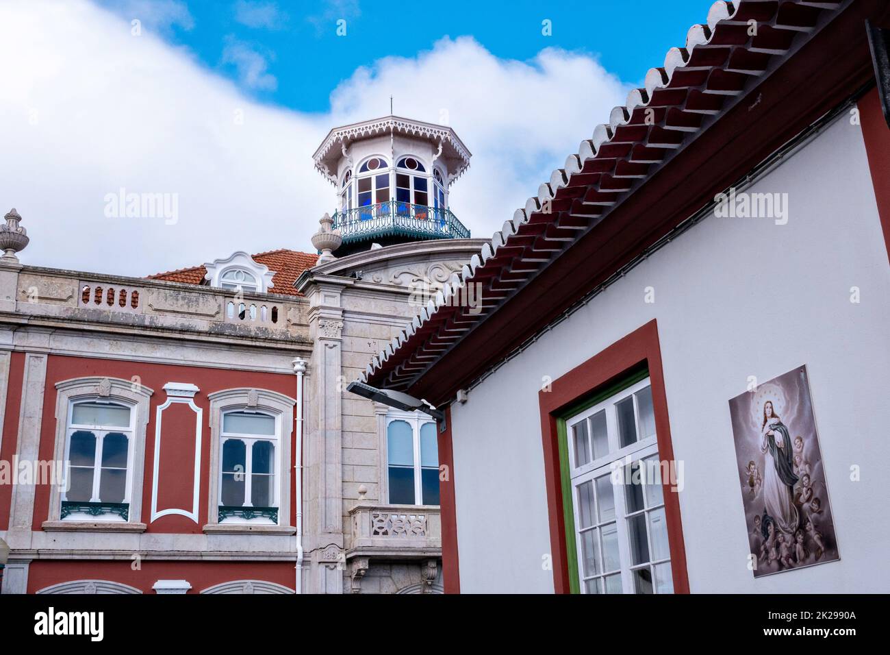 La residenza Silveira e Paulo, o Palacete Silveira e Paulo sulla Rua da Conceicao in Angra do Heroismo, Terceira Island, Azzorre, Portogallo. Foto Stock