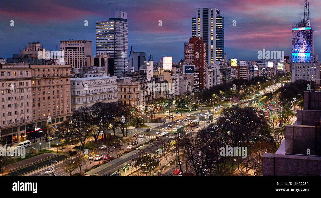 9 de Julio Avenue. Buenos Aires, Argentina Foto Stock
