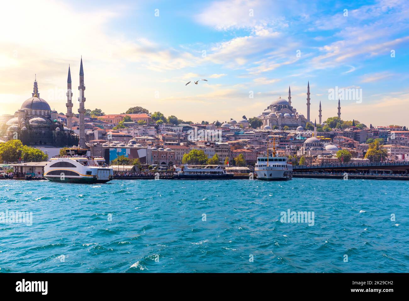 Famosa Moschea Rustem Pasha e Moschea Suleymaniye, Bosforo, Istanbul Foto Stock