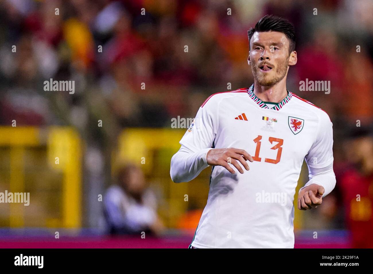 BRUXELLES, BELGIO - SETTEMBRE 22: Kieffer Moore di Galles durante la UEFA Nations League Un incontro di Gruppo 4 tra Belgio e Galles allo Stade Roi Baudouin il 22 settembre 2022 a Bruxelles, Belgio (Foto di Joris Verwijst/Orange Pictures) Foto Stock