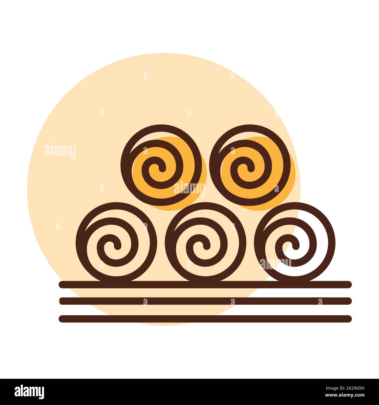 Icona vettore balle di fieno rotonde Foto Stock