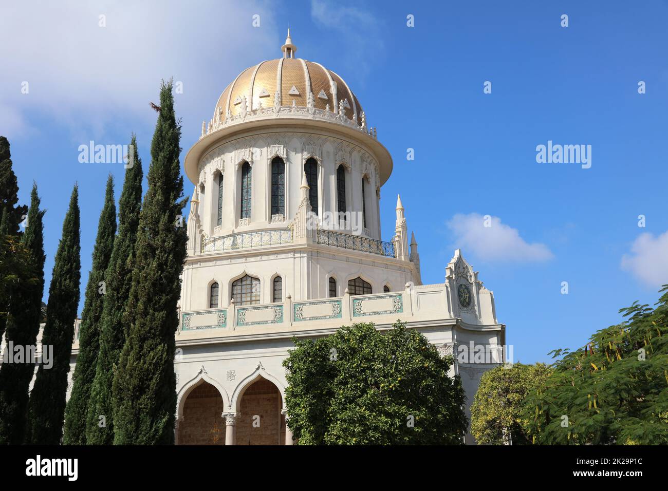 Santuario del Bab nel Bahai World Centre di Haifa. Israele Foto Stock