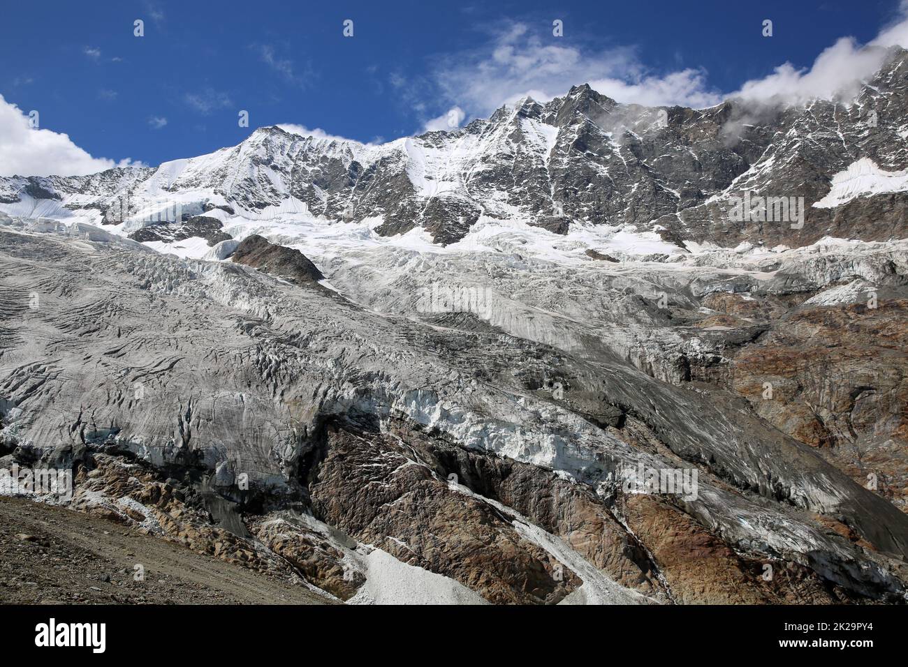 Gruppo Mischabel con ghiacciaio a pagamento. Cantone Vallese. Svizzera Foto Stock