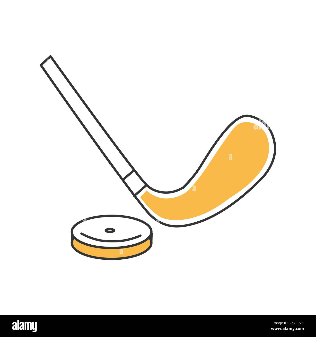 Elegante icona hockey sottile su sfondo bianco - Vector Foto Stock