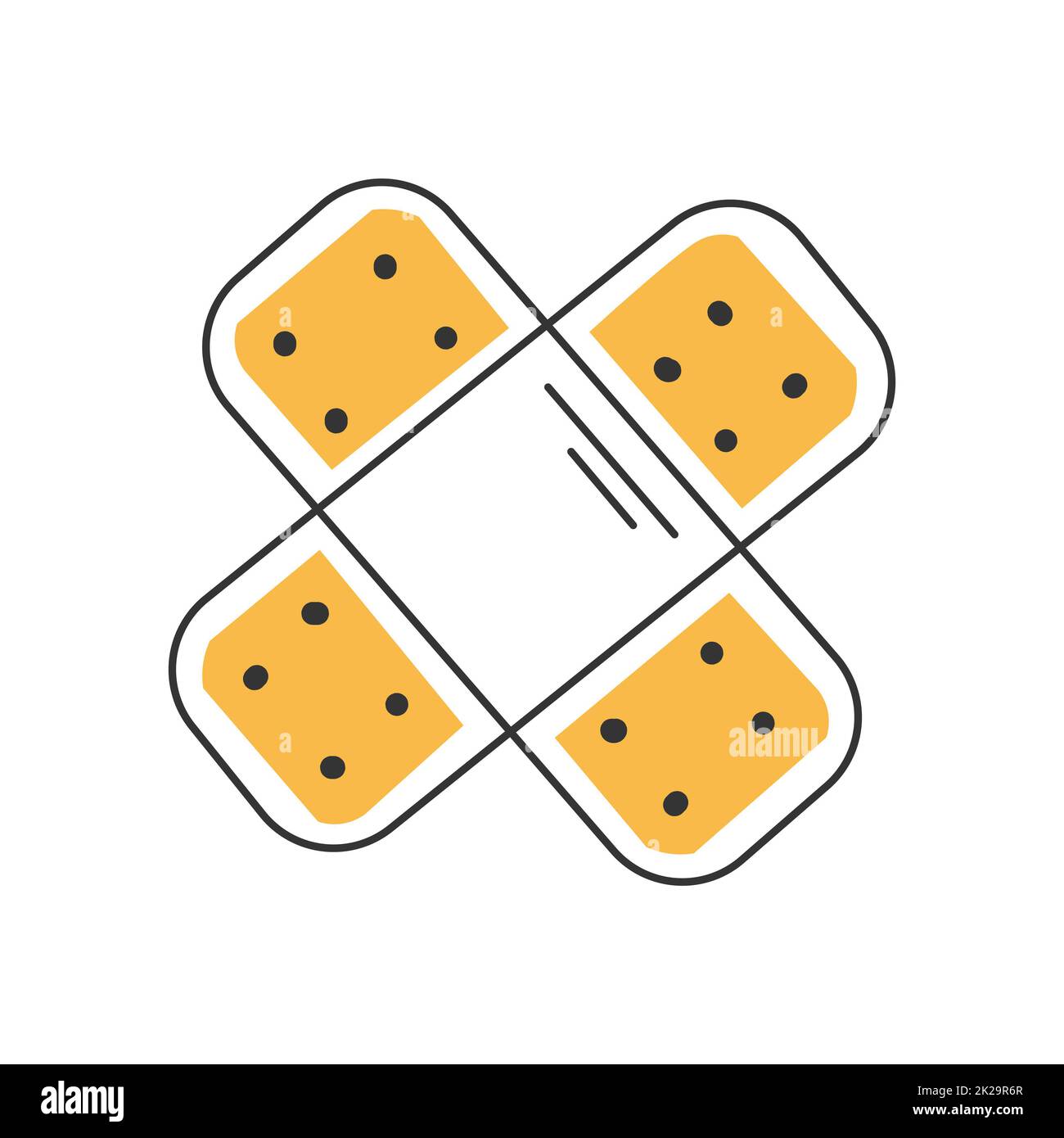 Elegante icona dalle linee sottili Band-Aid su sfondo bianco - Vector Foto Stock