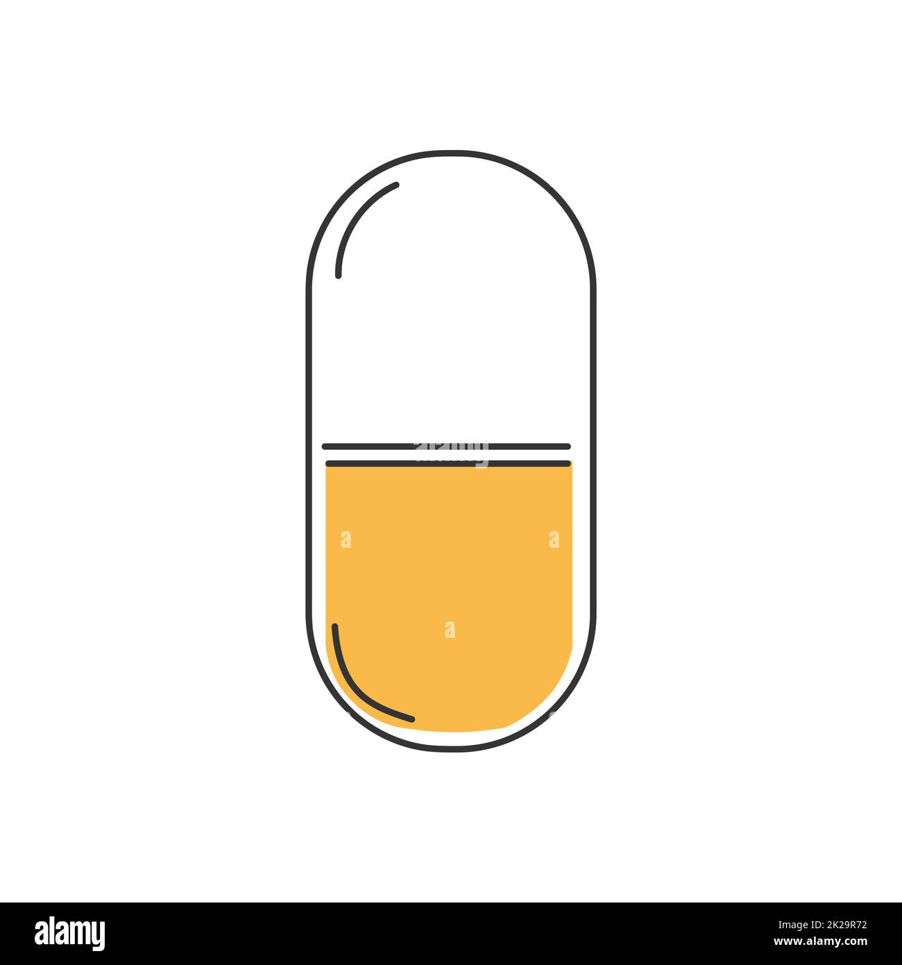 Icona della pillola sottile ed elegante isolata su sfondo bianco - Vector Foto Stock