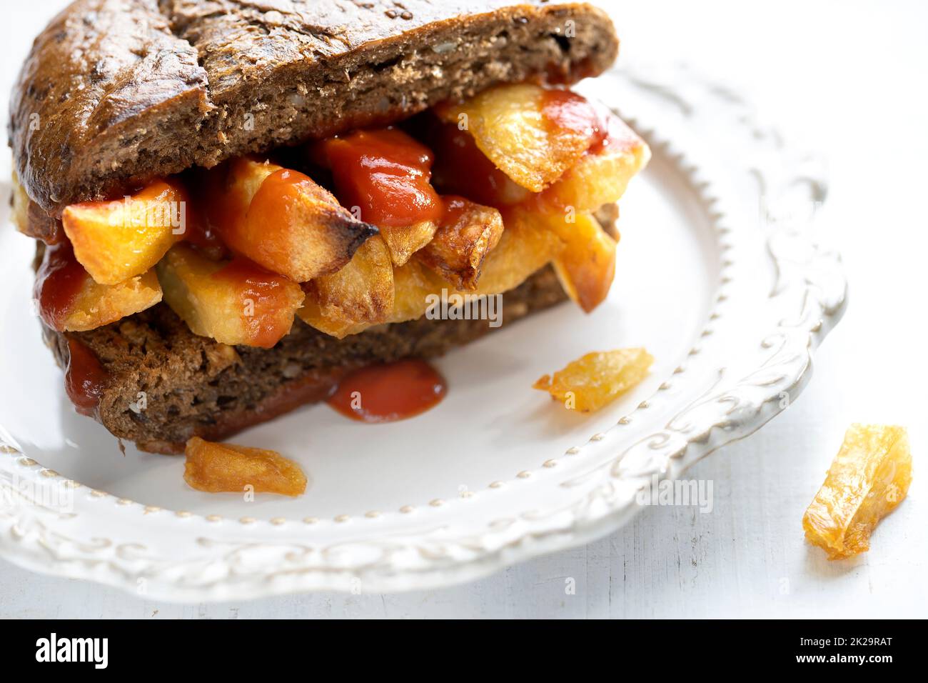 tradizionale panino britannico al burro Foto Stock