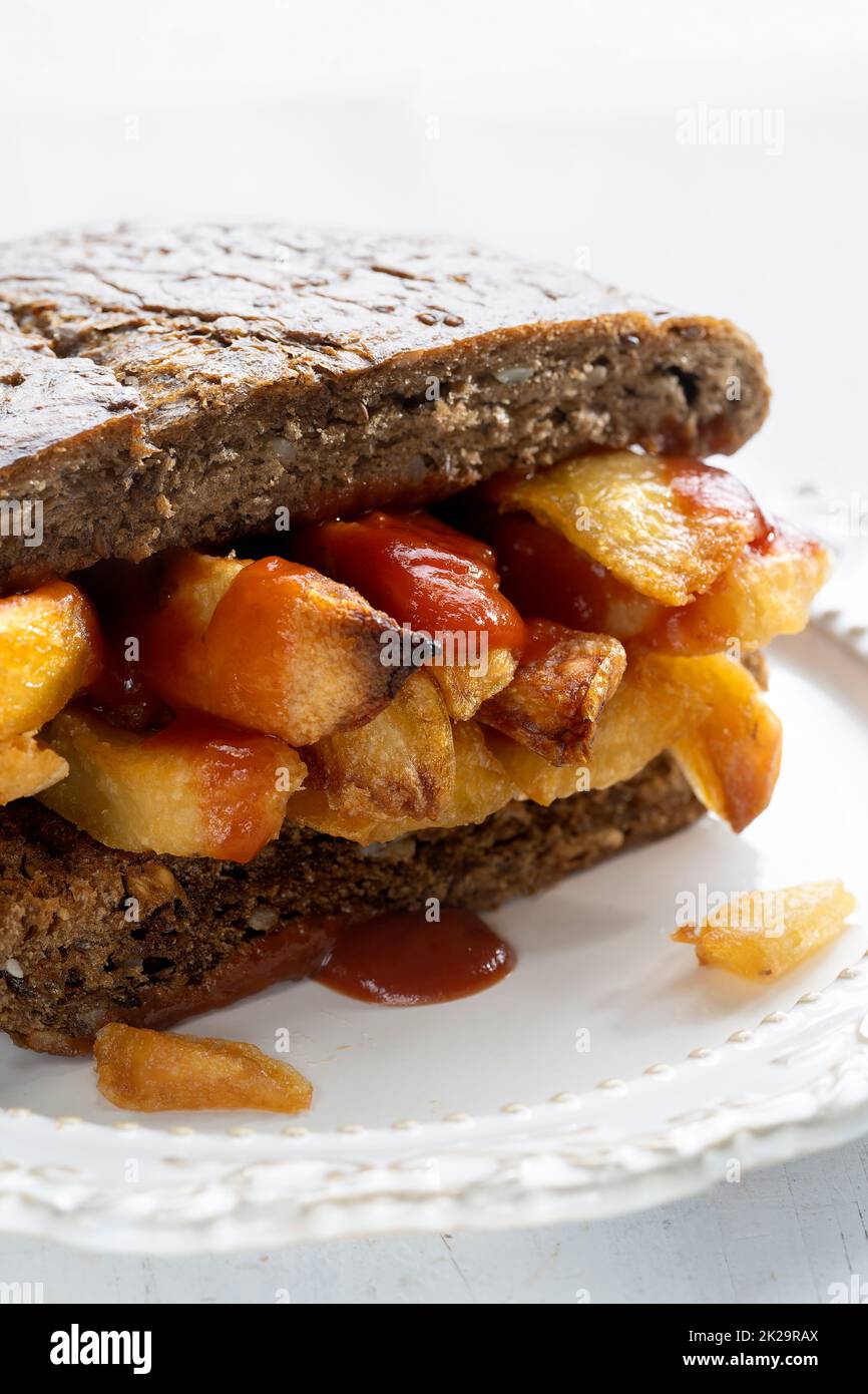 tradizionale panino britannico al burro Foto Stock