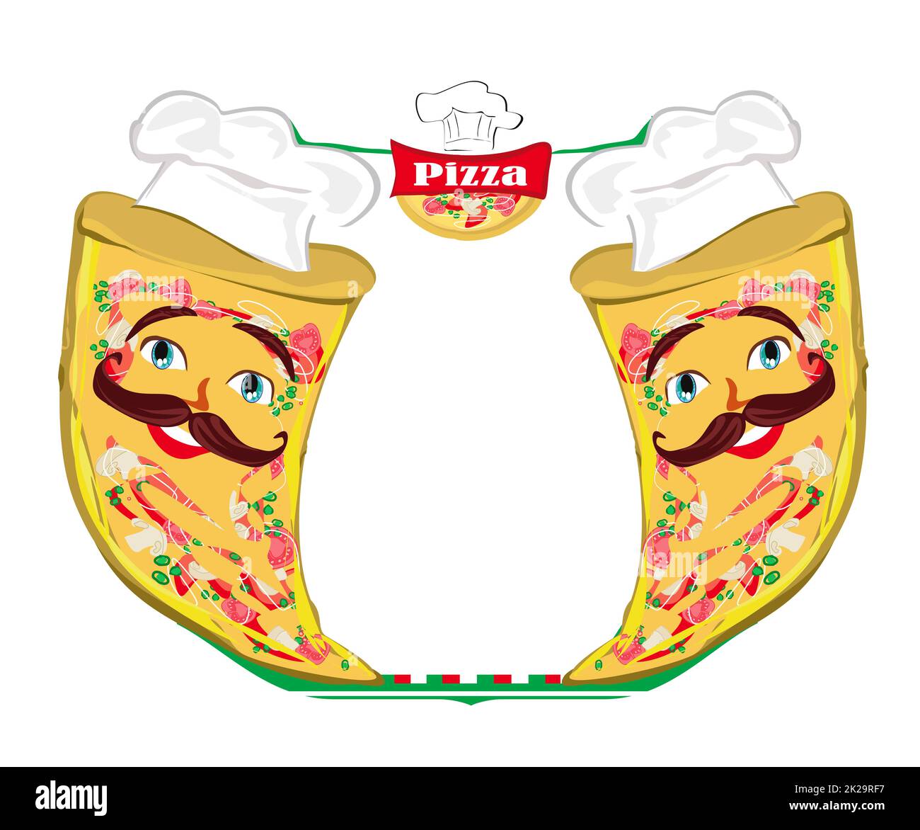 Animatore pizza Cartoon - personaggio divertente sul banner Foto Stock