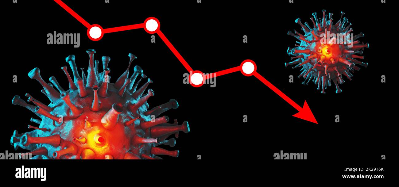 Crisi del Covid e il crollo dei mercati, ricadute economiche. illustrazione 3d Foto Stock