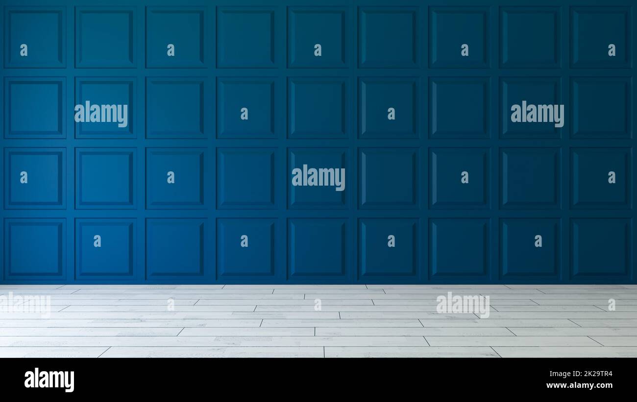 Illustrazione dei pannelli decorativi blu quadrati Concept 3D Foto Stock
