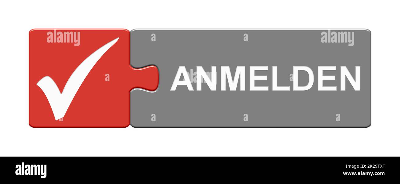 Pulsante puzzle: Registrazione in lingua tedesca Foto Stock