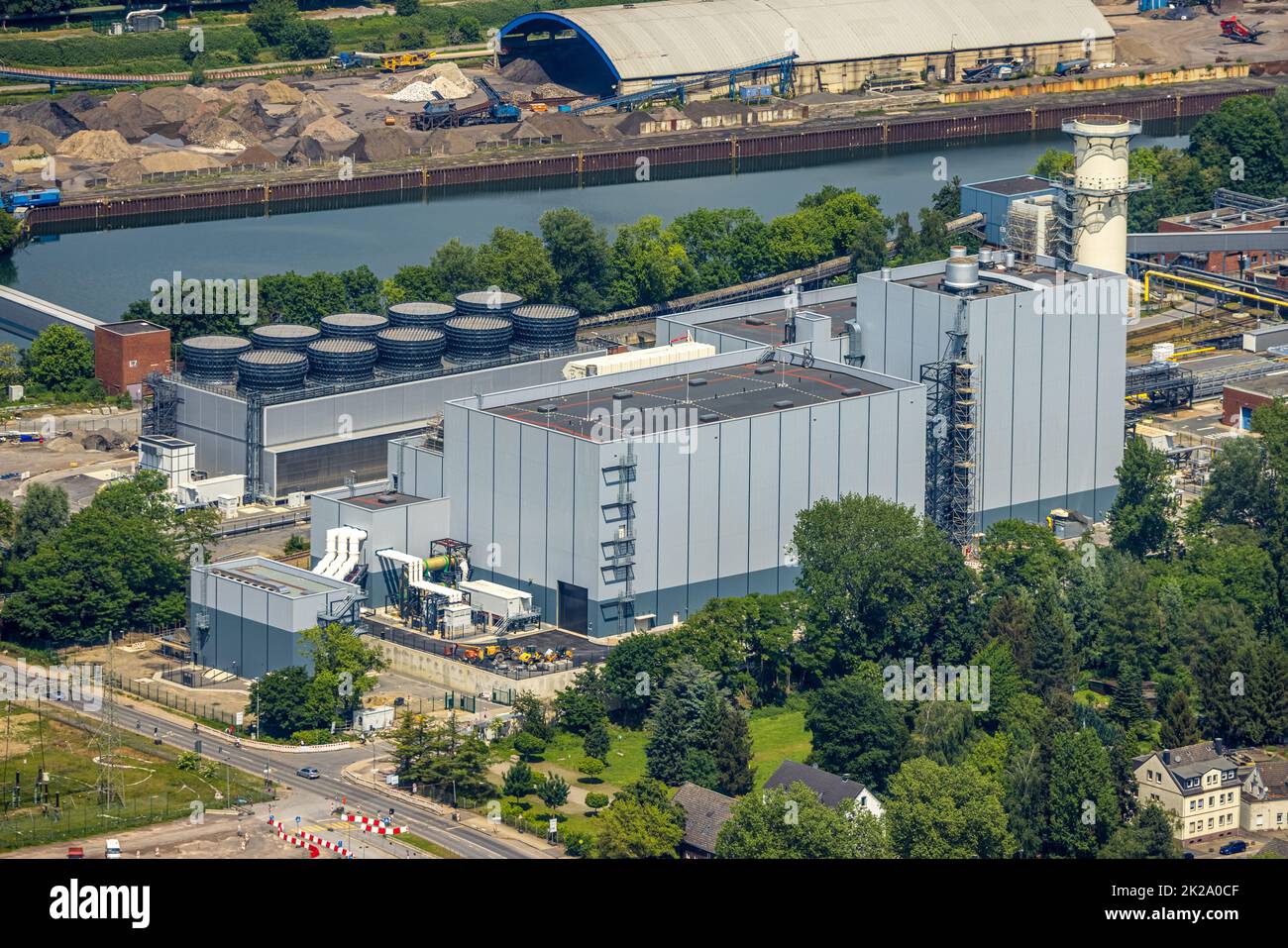 Vista aerea, nuova centrale a ciclo combinato presso la centrale combinata STEAG Herne, Baukau-West, Herne, Ruhr, Renania settentrionale-Vestfalia, Germa Foto Stock