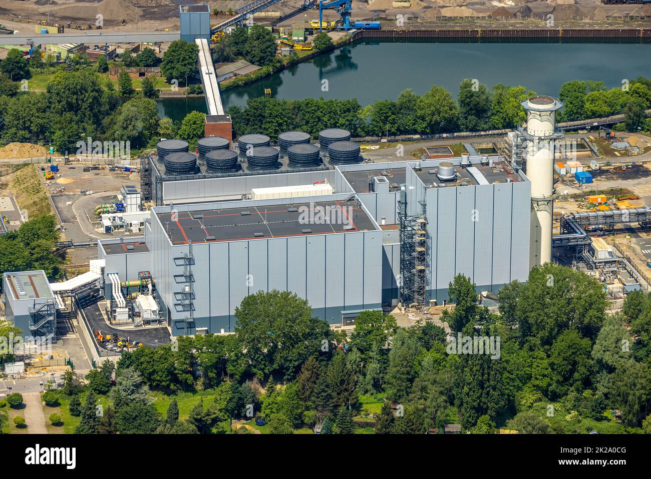 Vista aerea, nuova centrale a ciclo combinato presso la centrale combinata STEAG Herne, Baukau-West, Herne, Ruhr, Renania settentrionale-Vestfalia, Germa Foto Stock