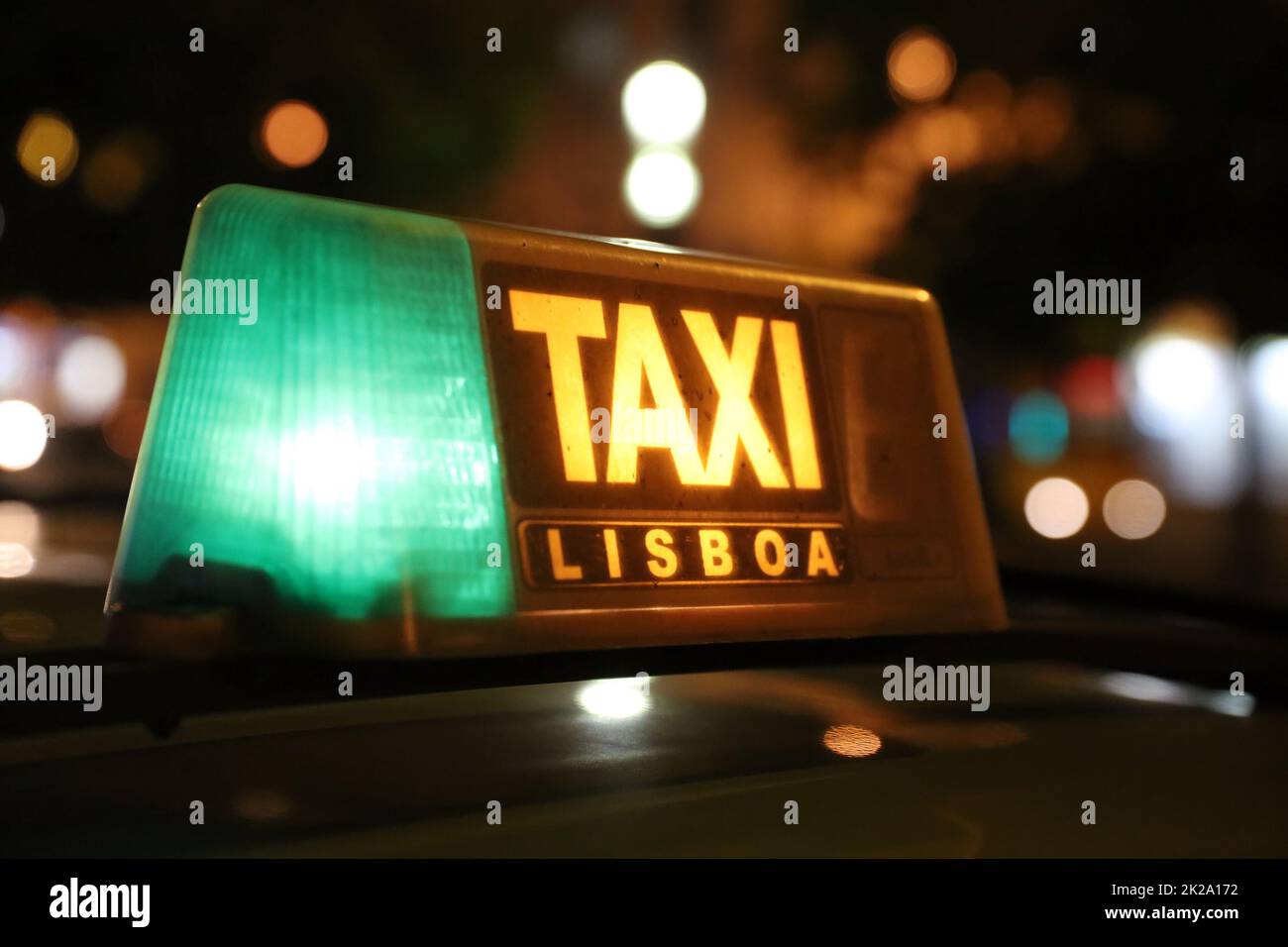 Taxi a Lisbona, la capitale del Portogallo. Europa Foto Stock