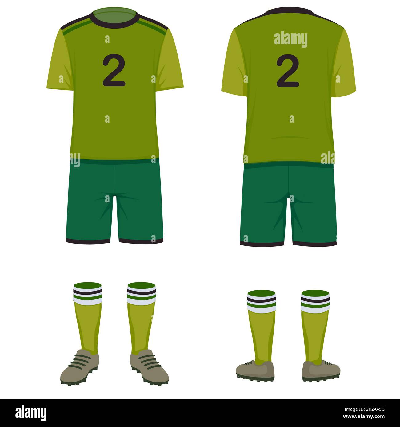 Modello sportivo t-shirt, mockup in maglia da calcio. Vista frontale e posteriore uniforme. Foto Stock