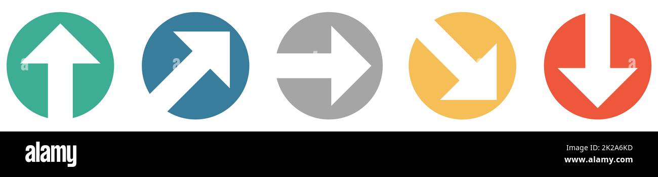 Banner pulsante colorato con icone a freccia Foto Stock