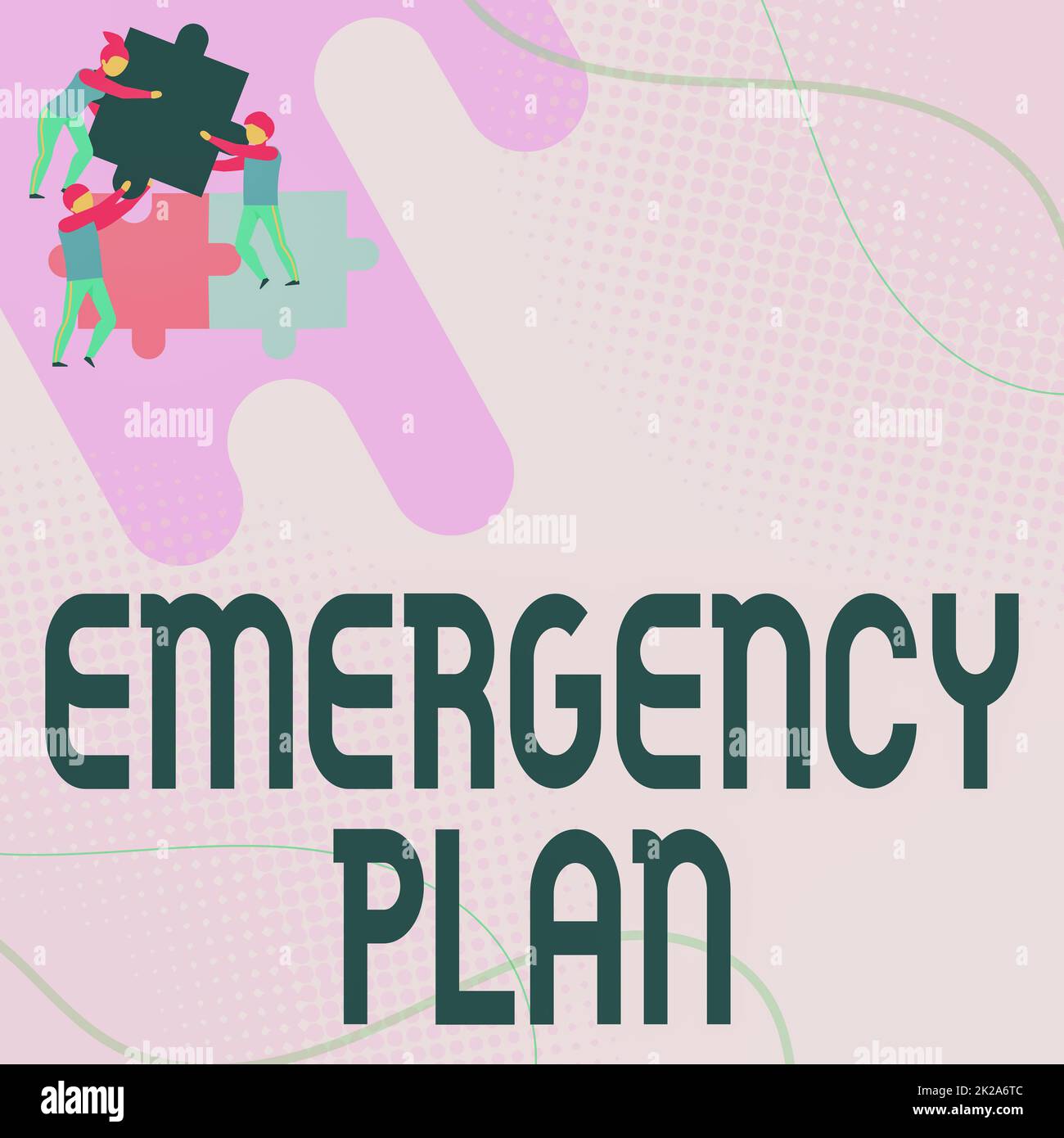 Ispirazione che mostra il segno piano di emergenza. Business Concept procedure per la risposta alle emergenze più importanti essere preparati Team Holding pezzi di seghetto aiutare gli altri a risolvere il problema. Foto Stock