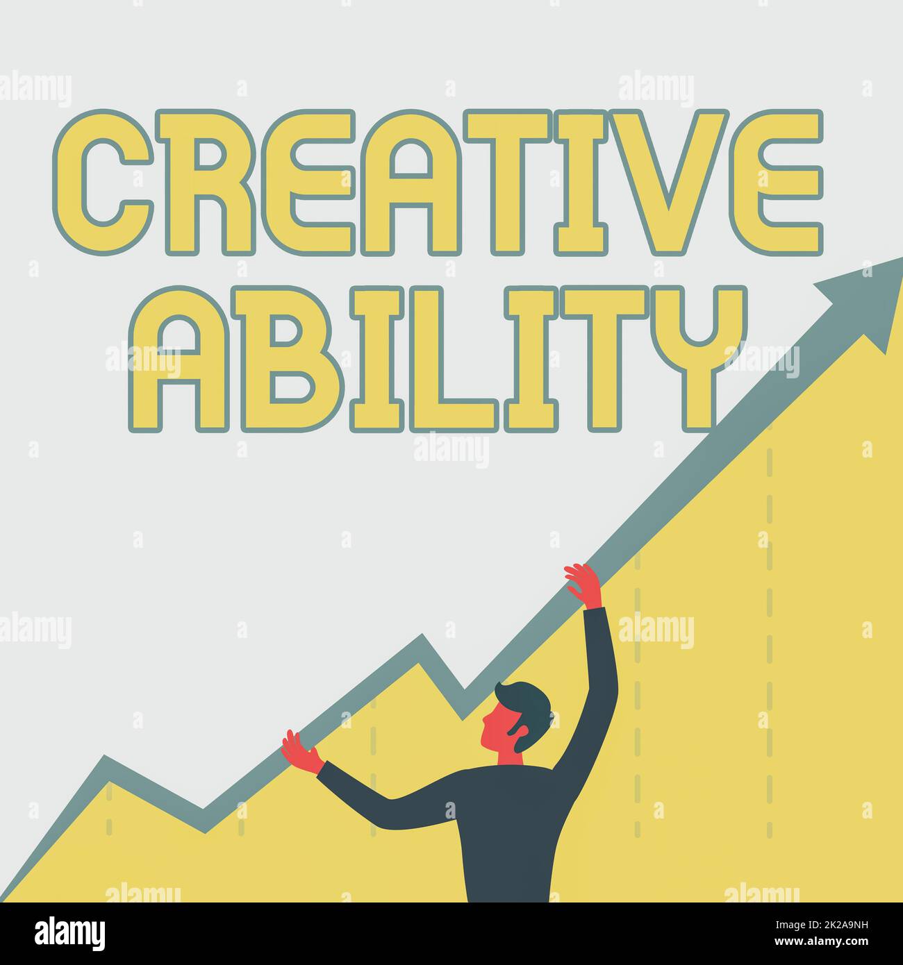 Didascalia concettuale capacità creativa. Parola scritta sul potere di agire liberamente per mostrarsi senza limitazione uomo disegno Holding grafico freccia che mostra la crescita aziendale. Foto Stock