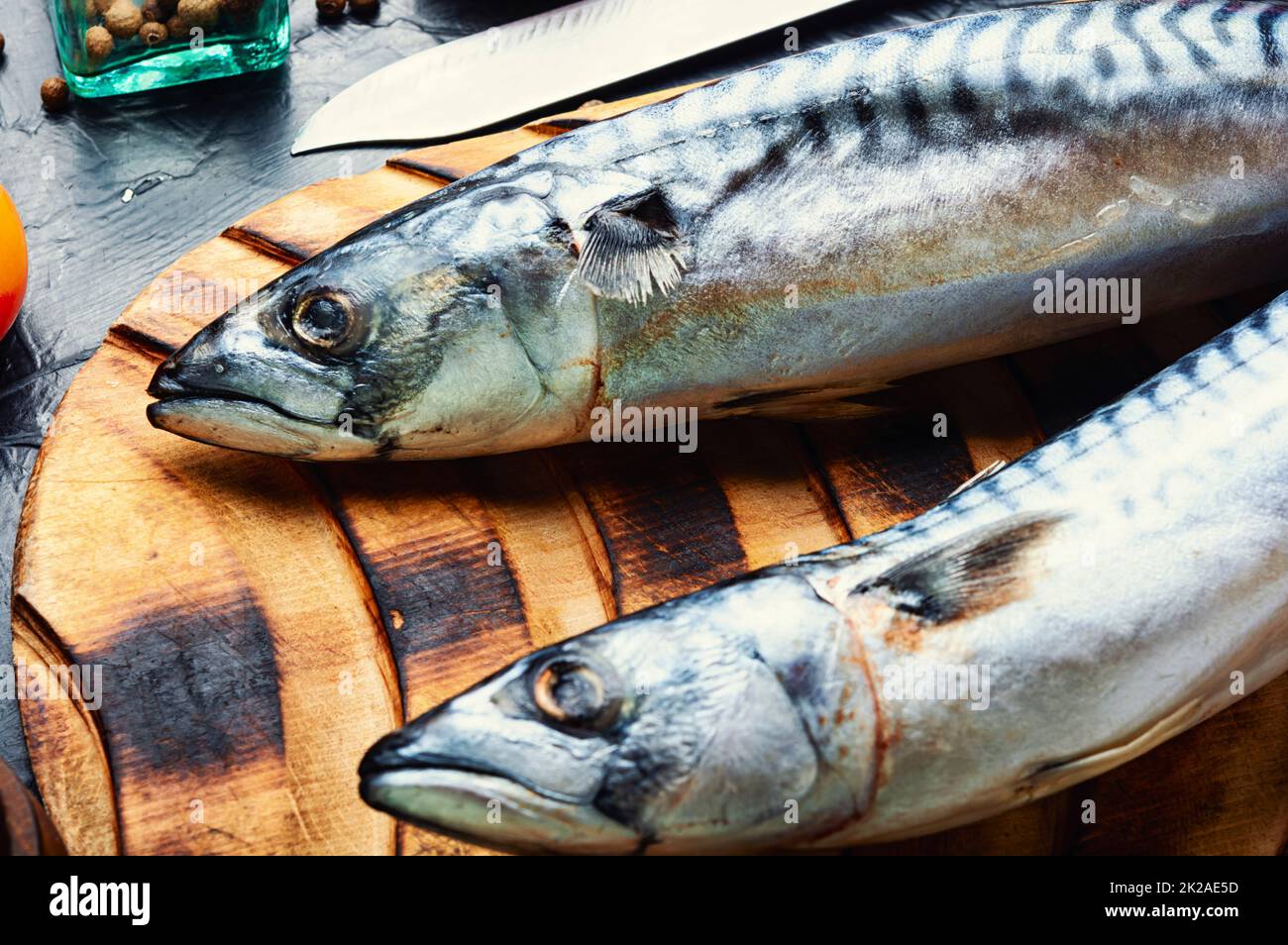 Sgombro fresco e crudo Foto Stock