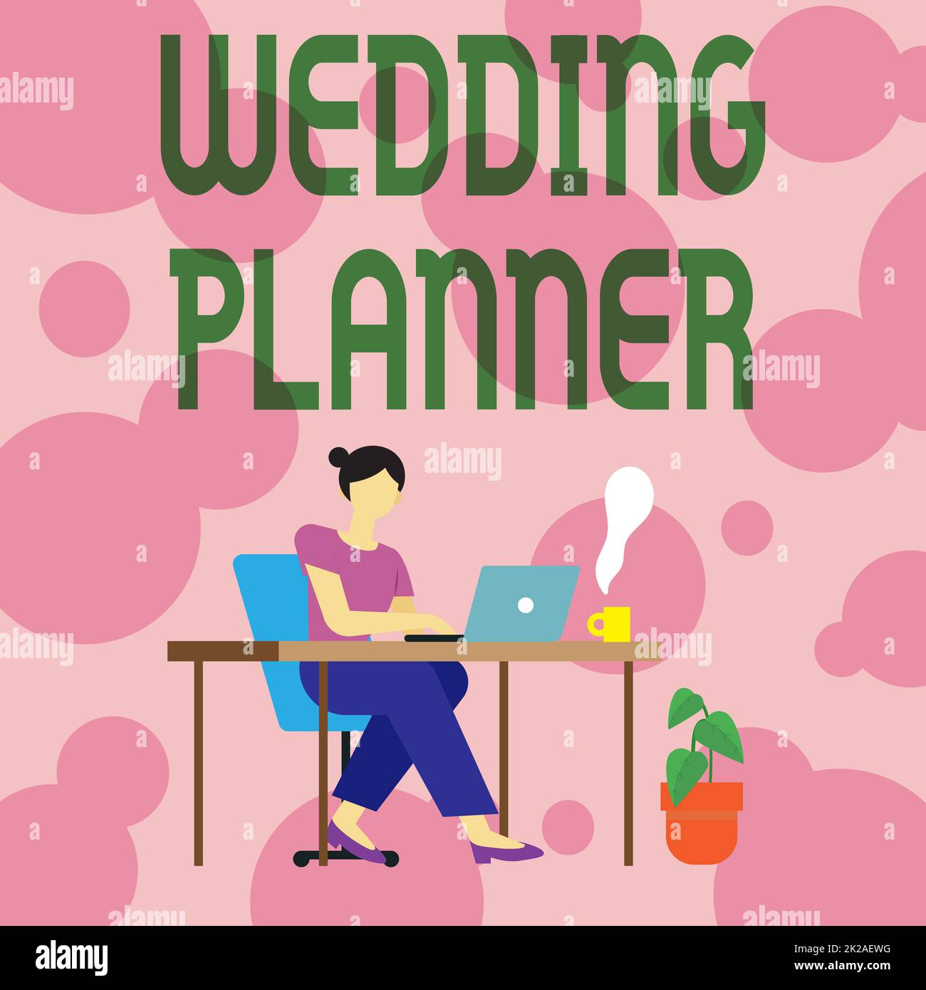 Didascalia di testo Presentazione Wedding Planner. Concetto che significa Wedding Planner Donna seduta con laptop Back View attivamente realizzare il lavoro da casa Foto Stock