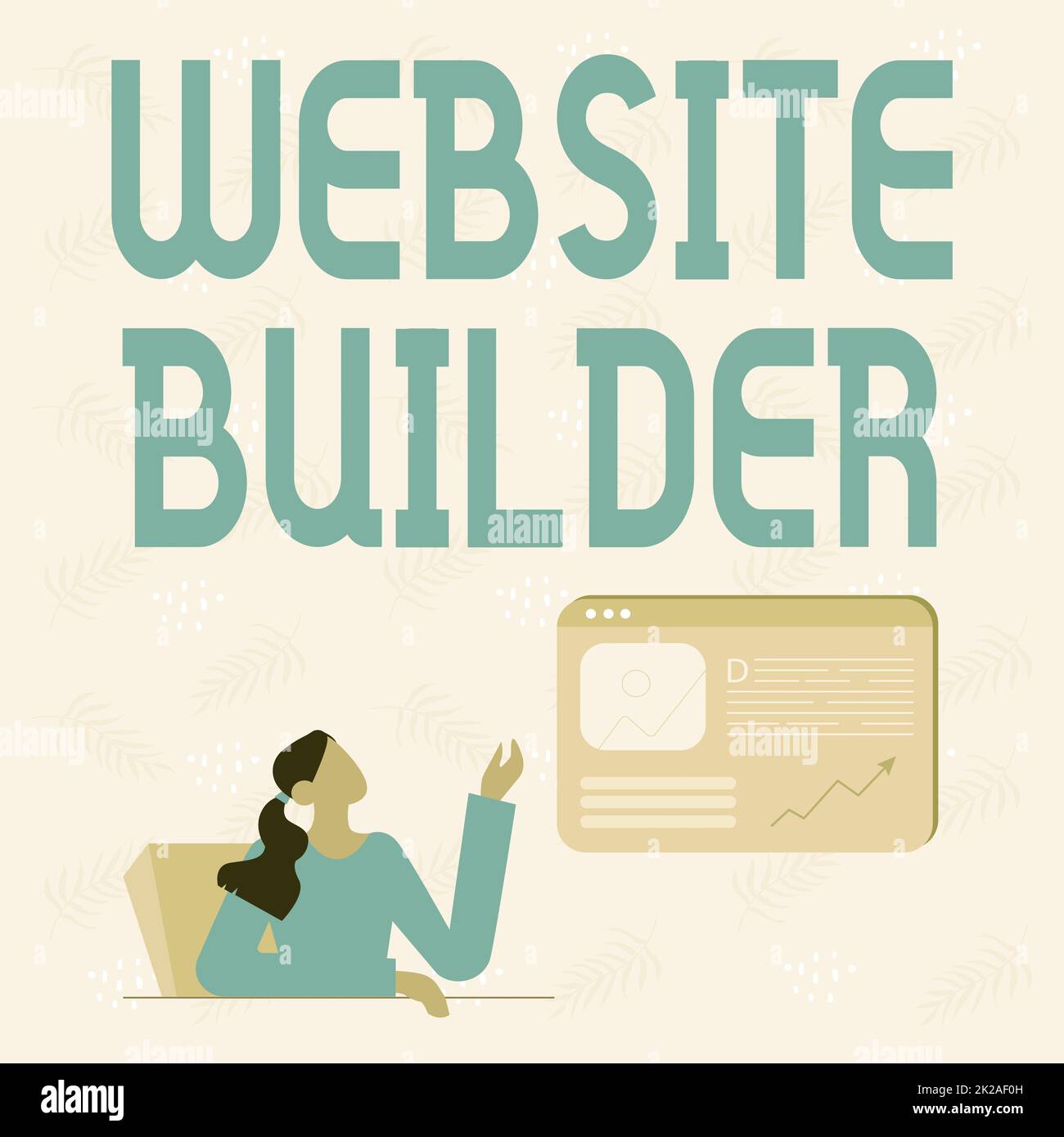 Ispirazione per firmare Website Builder. Business showcase Website Builder Line Drawing for Lady Sitting Presentazione di nuove idee con schermo browser Web Foto Stock
