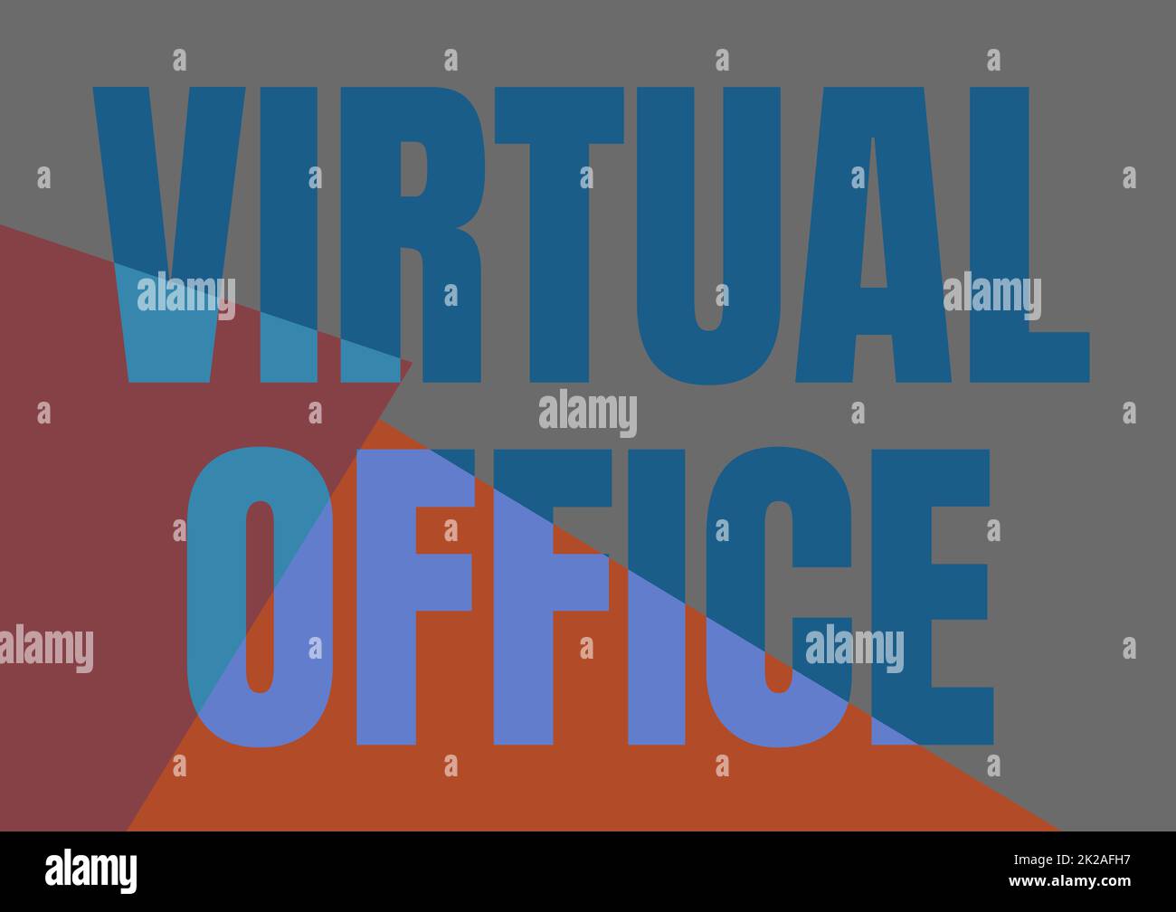 Scrittura visualizzazione testo Ufficio virtuale. Business Concept Virtual Office Line sfondi illustrati con varie forme e colori. Foto Stock