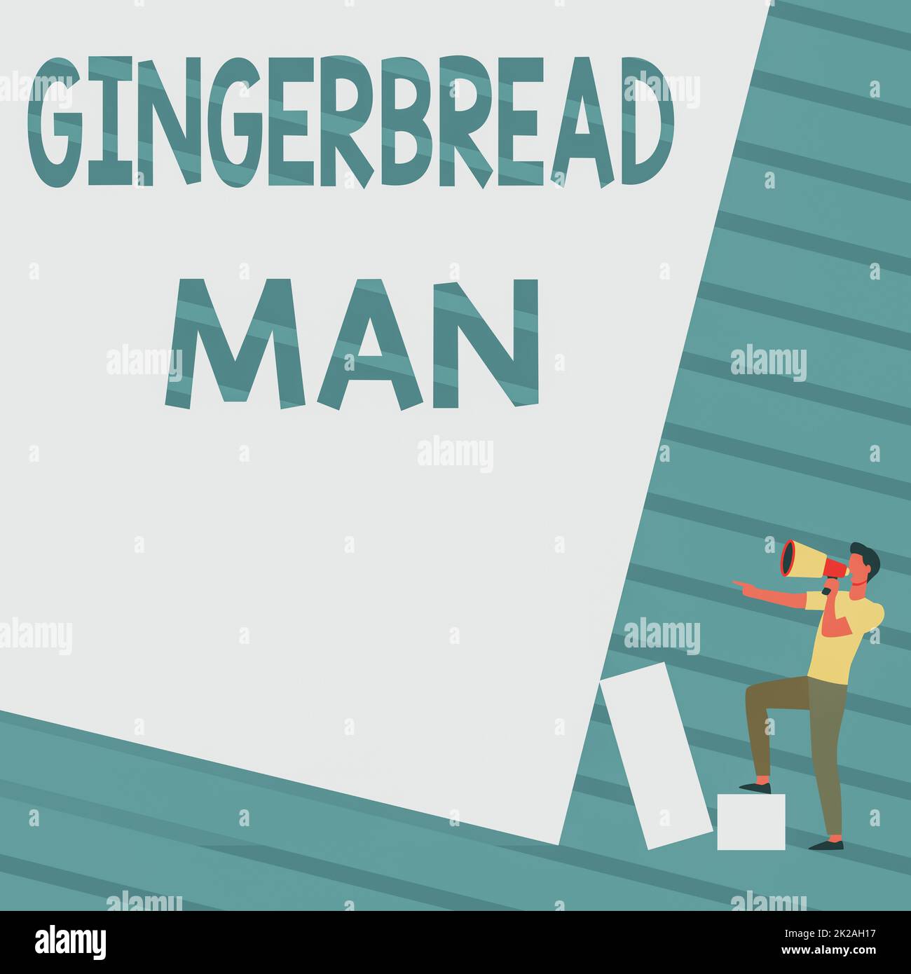 Ispirazione che mostra segno Gingerbread Man, biscotto fotografico concettuale fatto di pan di zenzero di solito nella forma di uomo uomo in piedi disegno Holding Megap Foto Stock