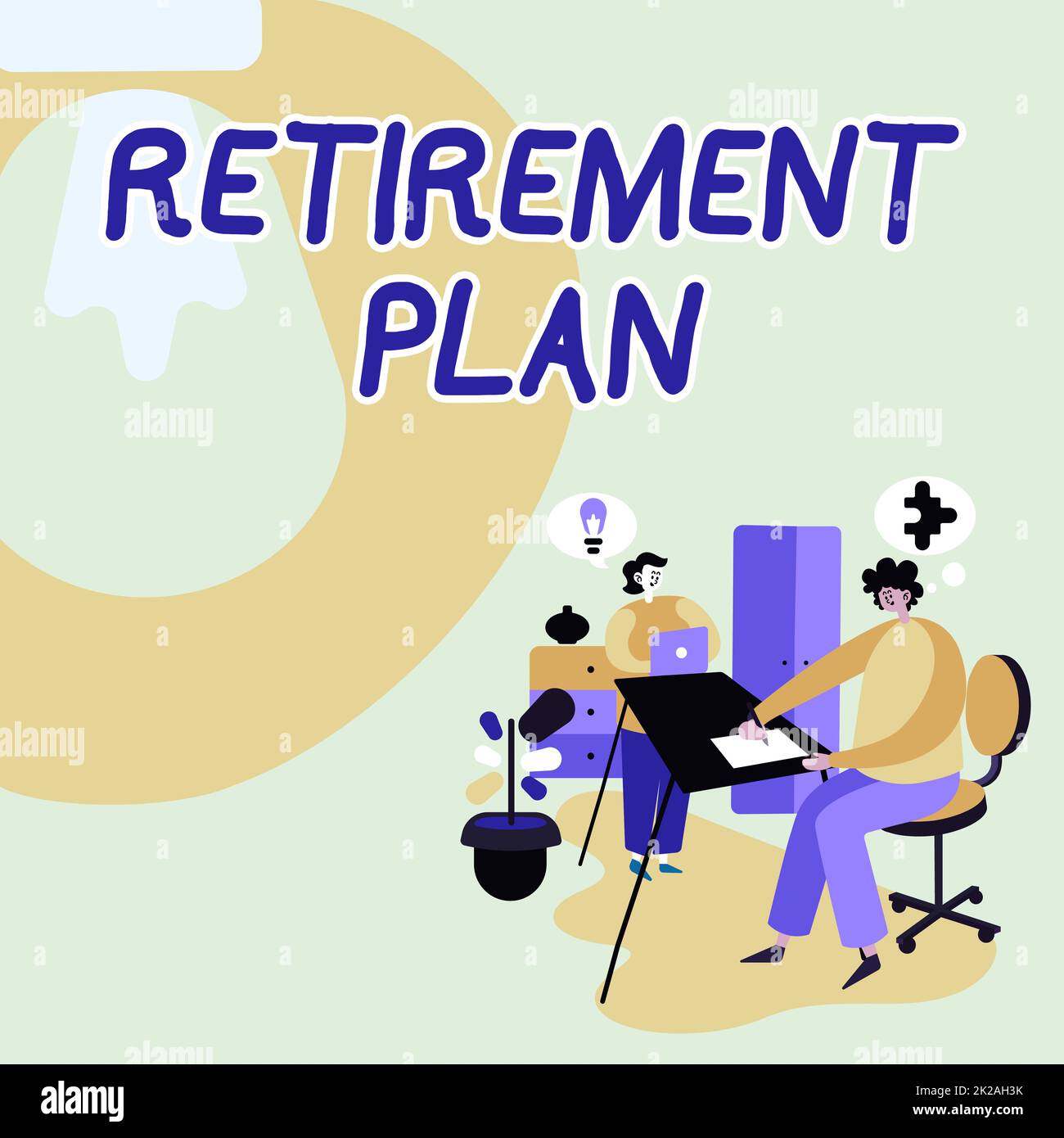 Cartello di testo che mostra il piano di pensionamento, concetto che significa piano per accantonare denaro da spendere dopo la pensione Partner condividere nuove idee per abilità Impr Foto Stock
